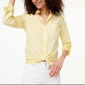 JCrew Factory Butter Yellow Gingham Button-Down Top Size Medium